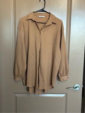 Lightweight Brown Button-Up Shirt